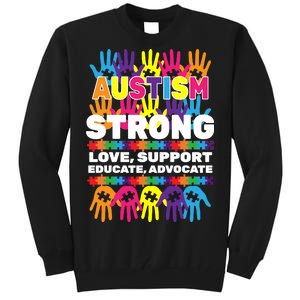 Autism Strong Handprints Love Support Tall Sweatshirt