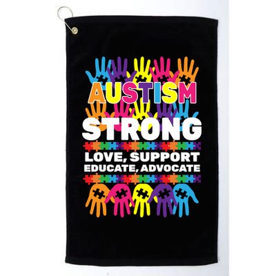 Autism Strong Handprints Love Support Golf Towel