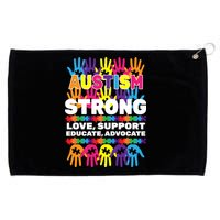 Autism Strong Handprints Love Support Grommeted Golf Towel