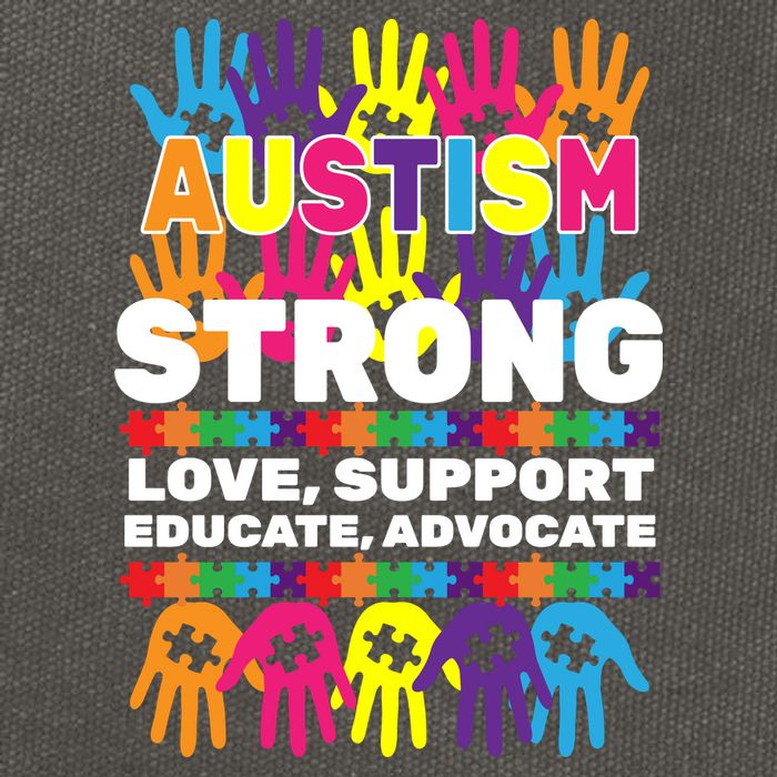 Autism Strong Handprints Love Support Cotton Canvas Backpack