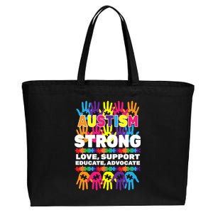 Autism Strong Handprints Love Support Cotton Canvas Jumbo Tote