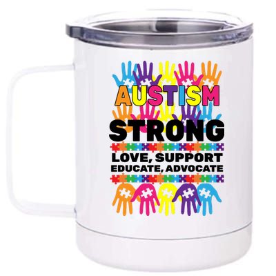 Autism Strong Handprints Love Support 12 oz Stainless Steel Tumbler Cup