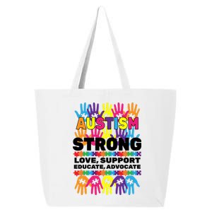 Autism Strong Handprints Love Support 25L Jumbo Tote