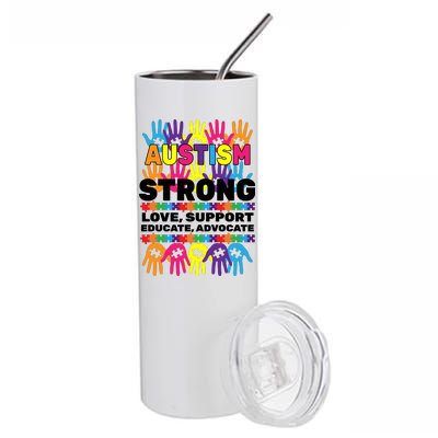 Autism Strong Handprints Love Support Stainless Steel Tumbler