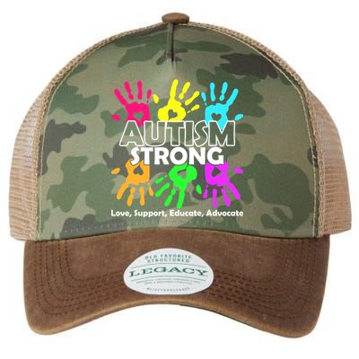 Autism Strong Love Support Educate Advocate Legacy Tie Dye Trucker Hat