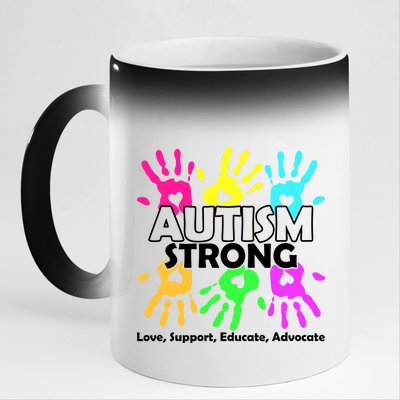 Autism Strong Love Support Educate Advocate 11oz Black Color Changing Mug