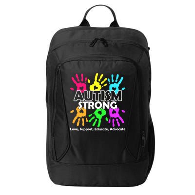 Autism Strong Love Support Educate Advocate City Backpack