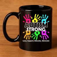 Autism Strong Love Support Educate Advocate 11oz C Handle Ceramic Mug