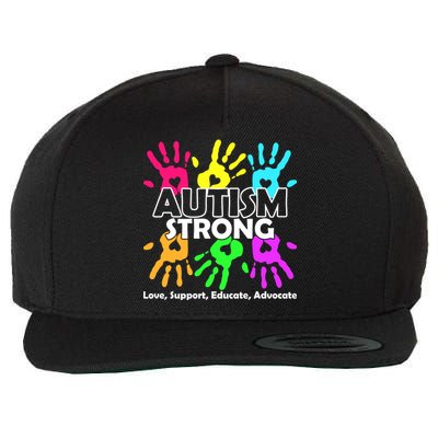 Autism Strong Love Support Educate Advocate Wool Snapback Cap