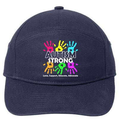 Autism Strong Love Support Educate Advocate 7-Panel Snapback Hat