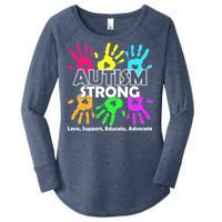 Autism Strong Love Support Educate Advocate Women's Perfect Tri Tunic Long Sleeve Shirt