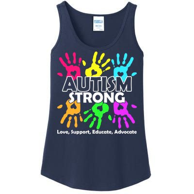 Autism Strong Love Support Educate Advocate Ladies Essential Tank