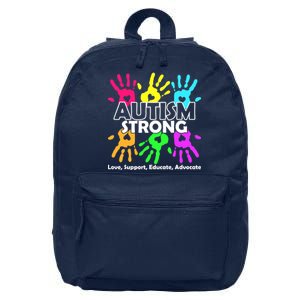 Autism Strong Love Support Educate Advocate 16 in Basic Backpack