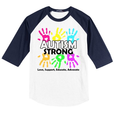 Autism Strong Love Support Educate Advocate Baseball Sleeve Shirt