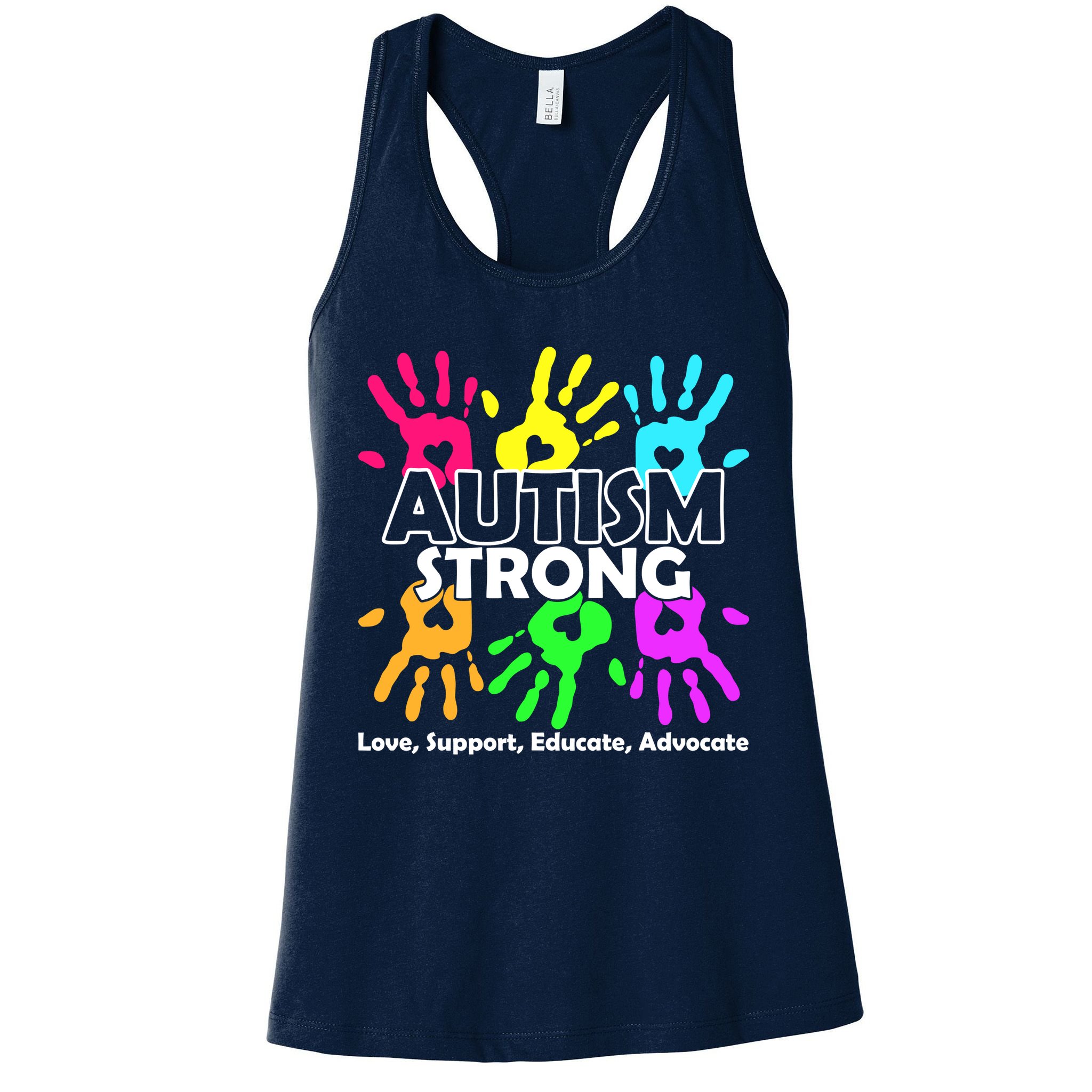 Autism Strong Love Support Educate Advocate Womens Tank Top