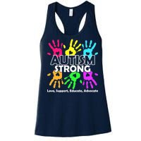 Autism Strong Love Support Educate Advocate Women's Racerback Tank