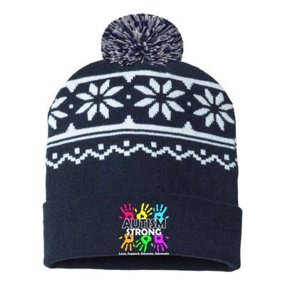 Autism Strong Love Support Educate Advocate USA-Made Snowflake Beanie