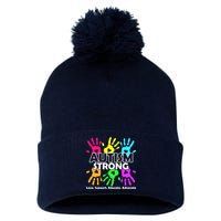 Autism Strong Love Support Educate Advocate Pom Pom 12in Knit Beanie