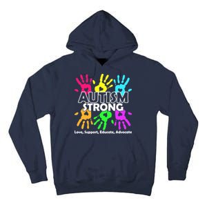 Autism Strong Love Support Educate Advocate Tall Hoodie