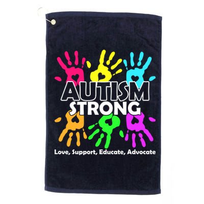 Autism Strong Love Support Educate Advocate Platinum Collection Golf Towel