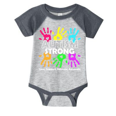 Autism Strong Love Support Educate Advocate Infant Baby Jersey Bodysuit