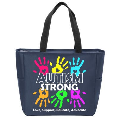 Autism Strong Love Support Educate Advocate Zip Tote Bag