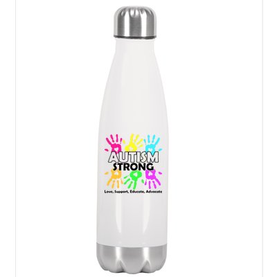 Autism Strong Love Support Educate Advocate Stainless Steel Insulated Water Bottle