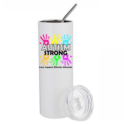 Autism Strong Love Support Educate Advocate Stainless Steel Tumbler