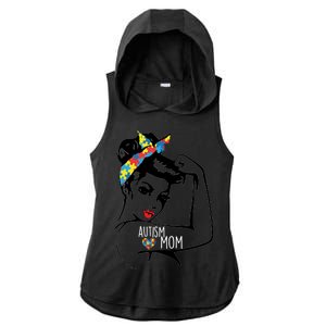 Autism Strong Mom Ladies PosiCharge Tri-Blend Wicking Draft Hoodie Tank