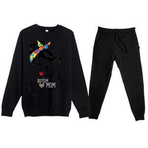 Autism Strong Mom Premium Crewneck Sweatsuit Set