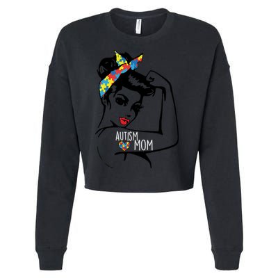 Autism Strong Mom Cropped Pullover Crew