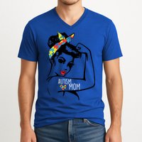 Autism Strong Mom V-Neck T-Shirt