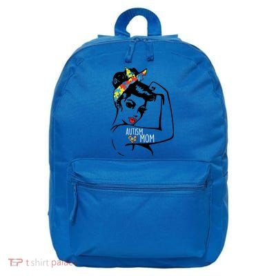 Autism Strong Mom 16 in Basic Backpack