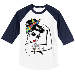 Autism Strong Mom Baseball Sleeve Shirt