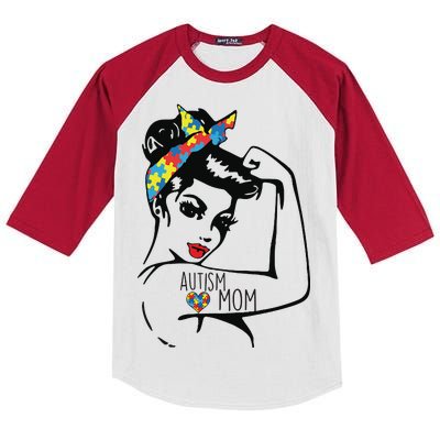 Autism Strong Mom Kids Colorblock Raglan Jersey