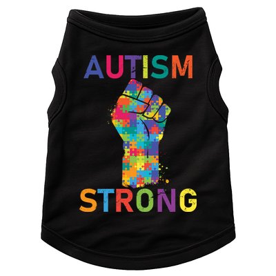 Autism Strong Retro Fist Autism Awareness Doggie Tank