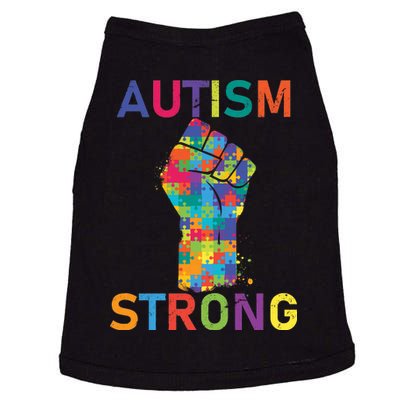 Autism Strong Retro Fist Autism Awareness Doggie Tank