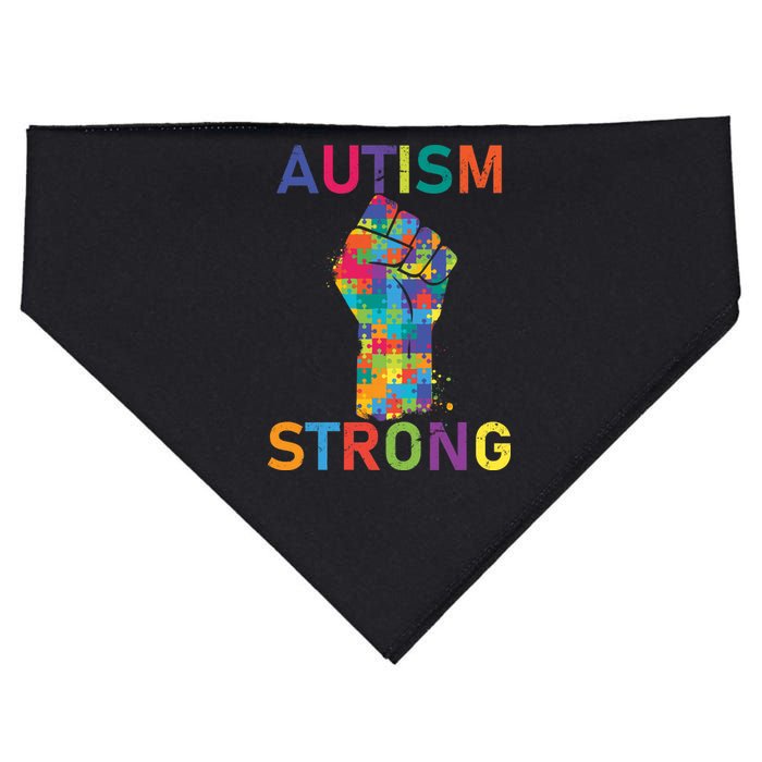 Autism Strong Retro Fist Autism Awareness USA-Made Doggie Bandana