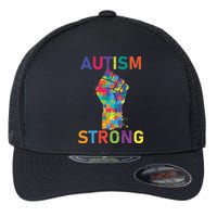 Autism Strong Retro Fist Autism Awareness Flexfit Unipanel Trucker Cap