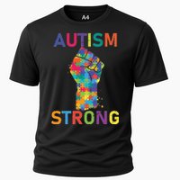 Autism Strong Retro Fist Autism Awareness Cooling Performance Crew T-Shirt