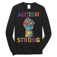 Autism Strong Retro Fist Autism Awareness Long Sleeve Shirt