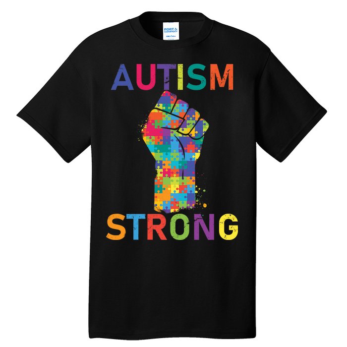 Autism Strong Retro Fist Autism Awareness Tall T-Shirt