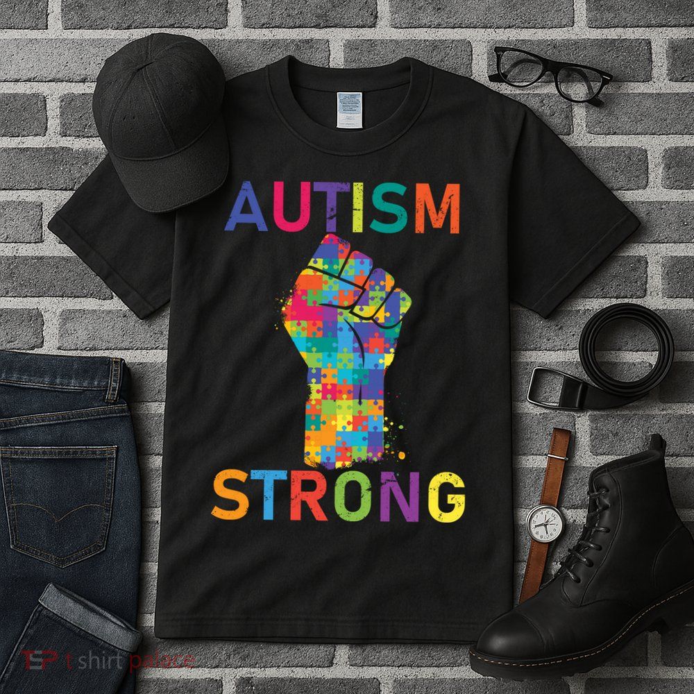 Autism Strong Retro Fist Autism Awareness Tall T-Shirt