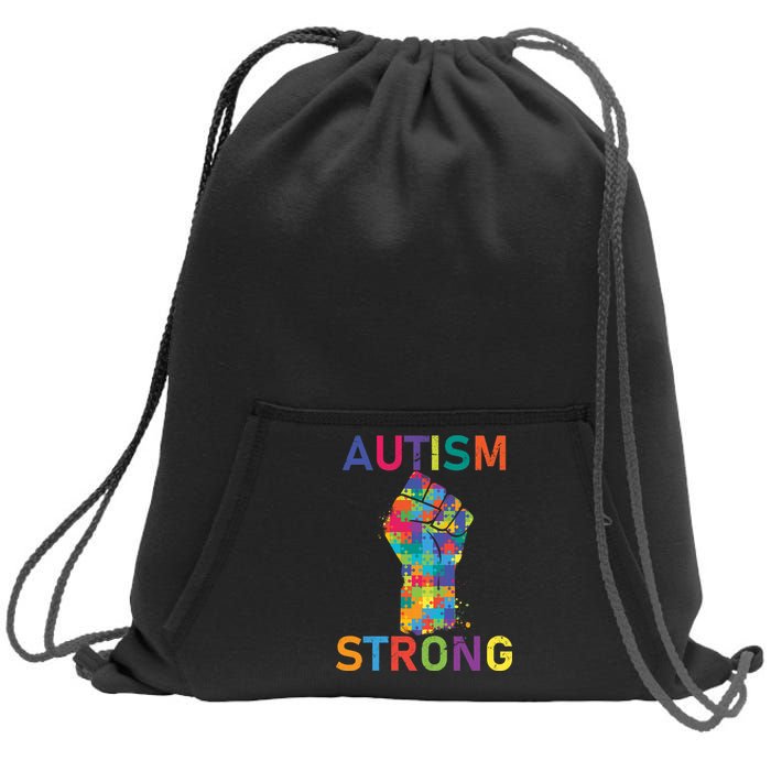 Autism Strong Retro Fist Autism Awareness Sweatshirt Cinch Pack Bag