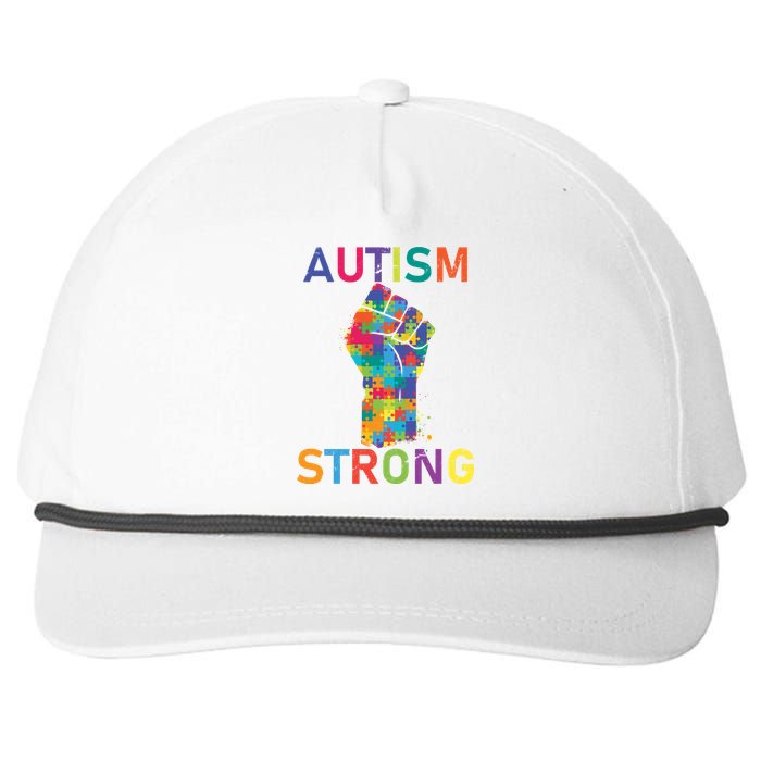 Autism Strong Retro Fist Autism Awareness Snapback Five-Panel Rope Hat