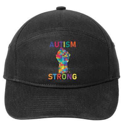 Autism Strong Retro Fist Autism Awareness 7-Panel Snapback Hat