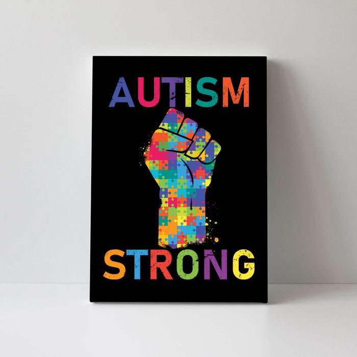 Autism Strong Retro Fist Autism Awareness Canvas