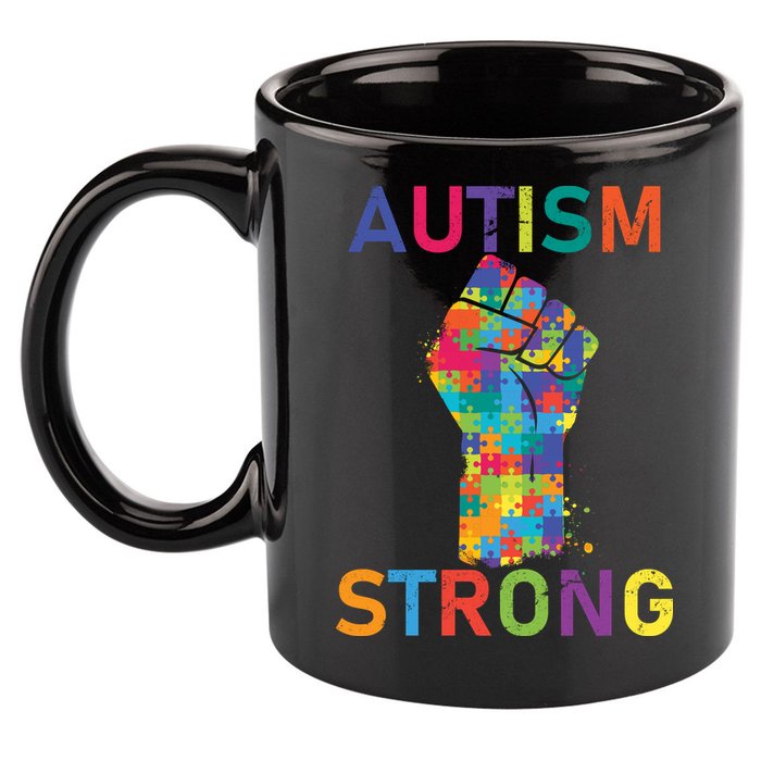 Autism Strong Retro Fist Autism Awareness 11oz C Handle Ceramic Mug