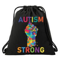 Autism Strong Retro Fist Autism Awareness Drawstring Bag