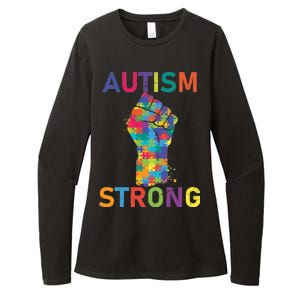 Autism Strong Retro Fist Autism Awareness Womens CVC Long Sleeve Shirt